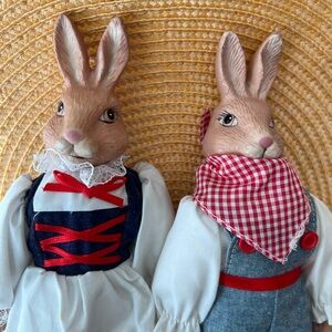 Vintage Baxter & Smythe Lot Of 2 Porcelain Bunny Dolls Rabbit Billy & Betsy 1994